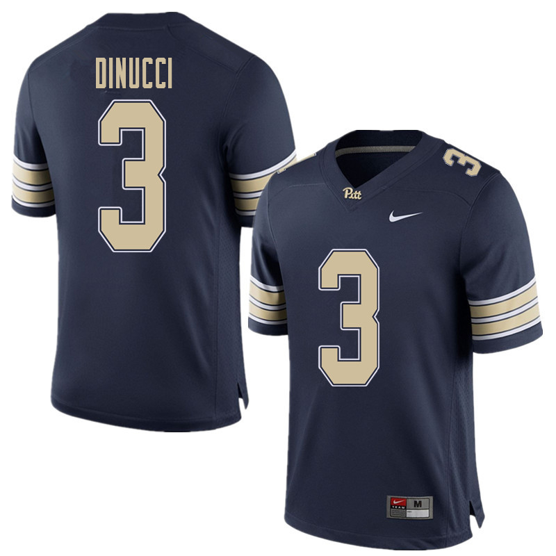 Men #3 Ben DiNucci Pittsburgh Panthers College Football Jerseys Sale-Home Blue